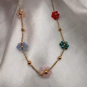 ✨ Just In Anthropologie Floral Gold Necklace with Multicolor Accents